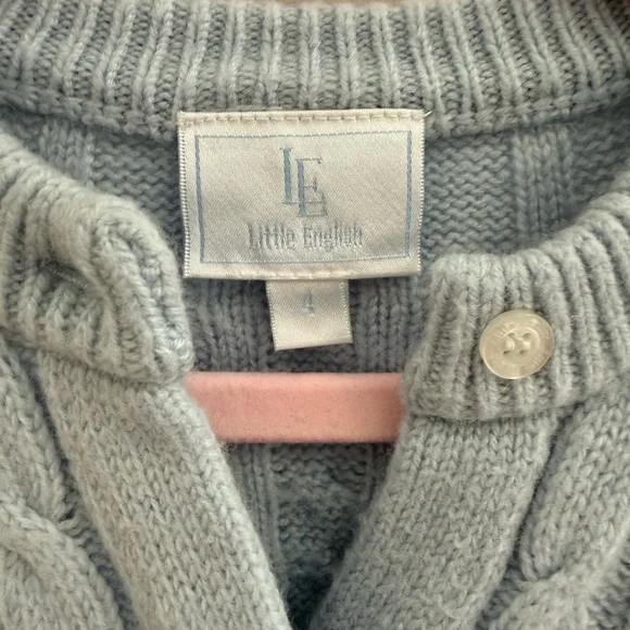 Little English Pale Blue Cable Knit Cardigan - Picture 2 of 3